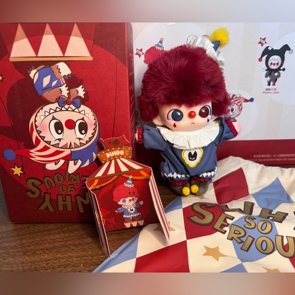 Pop Mart Why So Serious Vinyl Plush Pendant - Dimoo Flame Clown - In Hand